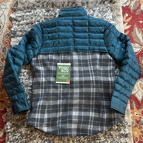 Toad&Co Breckinridge women’s jacket wool Hybrid puffy turquoise gray plaid NWT M - Picture 2 of 16
